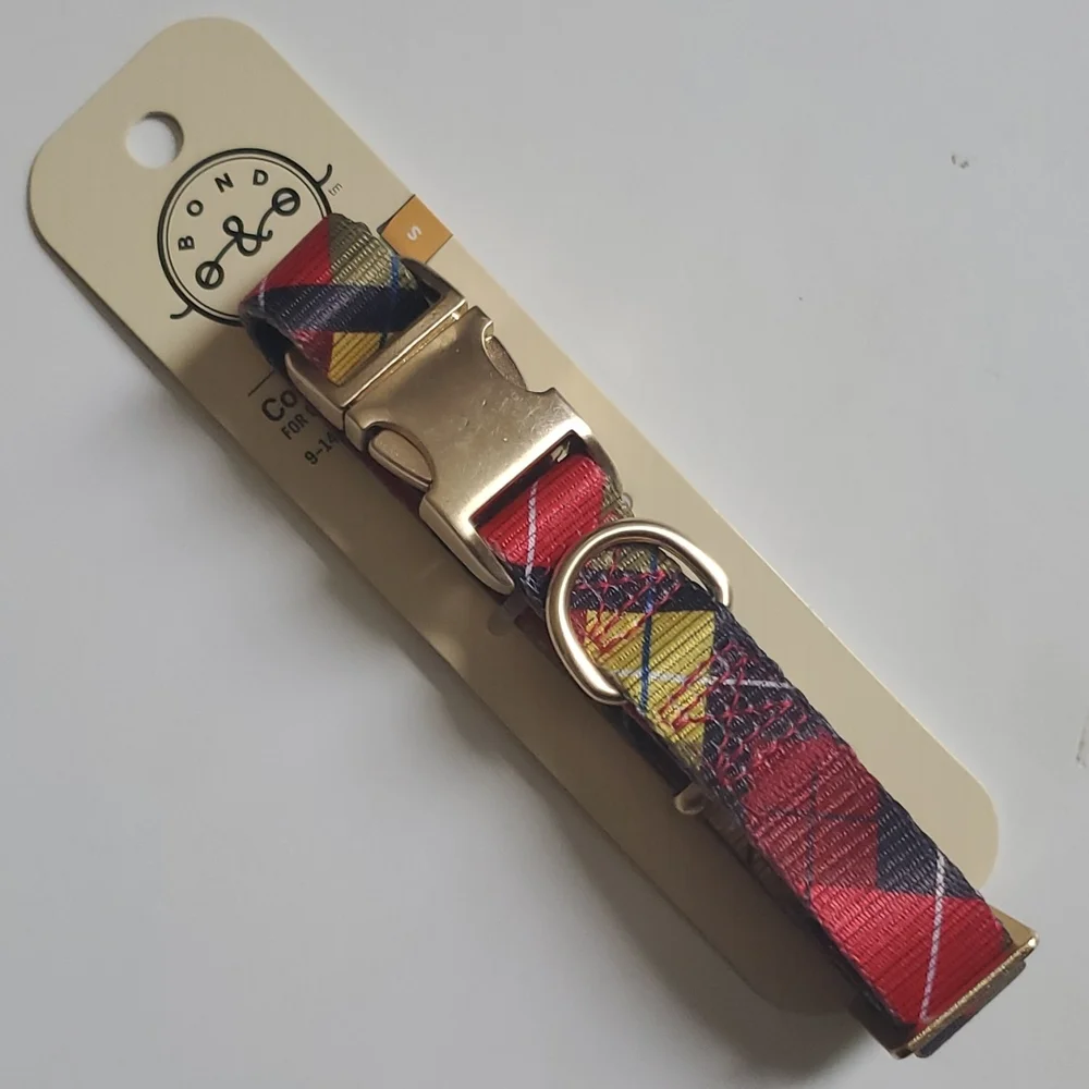 Bond & Co Red/Gold Plaid Collar, Small